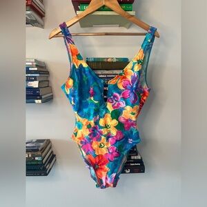 Vintage Floral La Blanca Bathing Suit - Size M